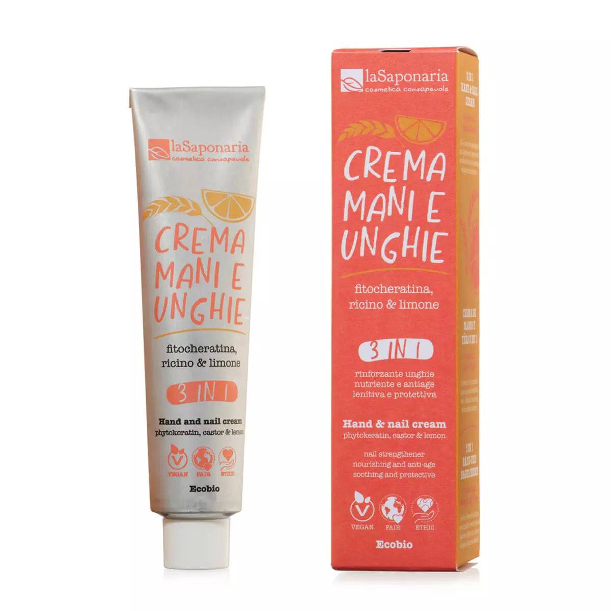 Crema mani e unghie 3 in 1 - Fitocheratina, ricino &amp; limone